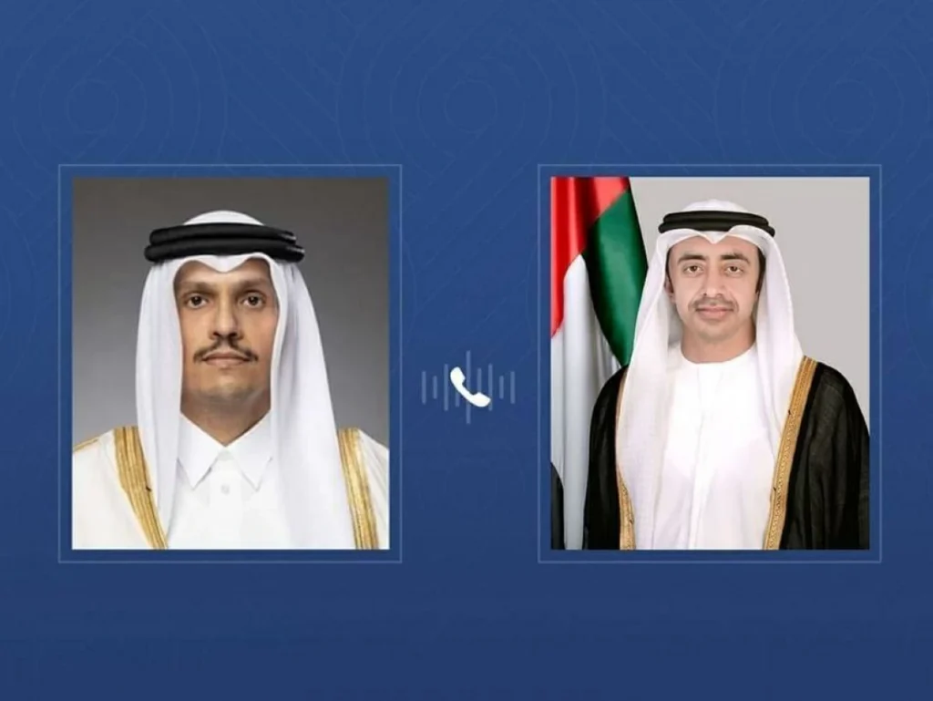 عبدالله بن زايد ورئيس وزراء قطر يبحثان التطورات الإقليمية